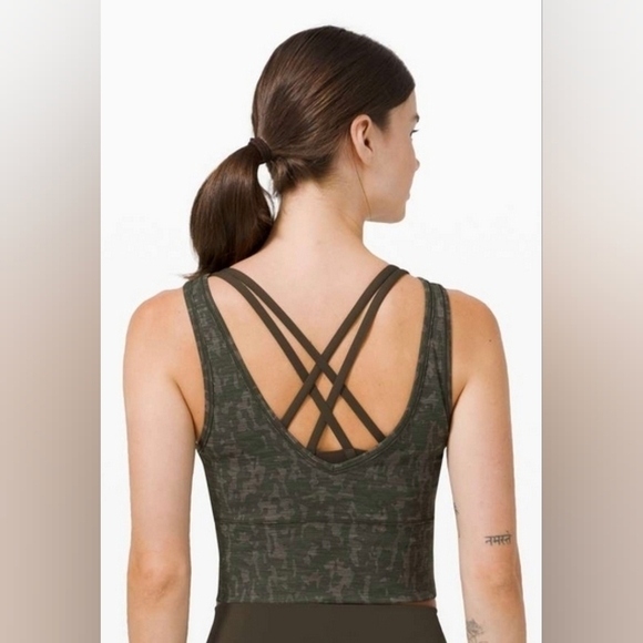 Lululemon Power Pivot Tank *Tough Heathered PU Bronze Green Dark Olive - Picture 2 of 6
